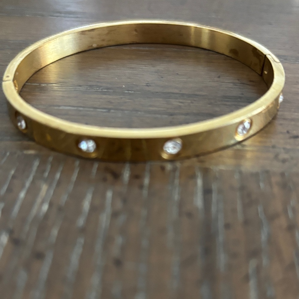 Gold-Tone Bangle with Crystal Details
